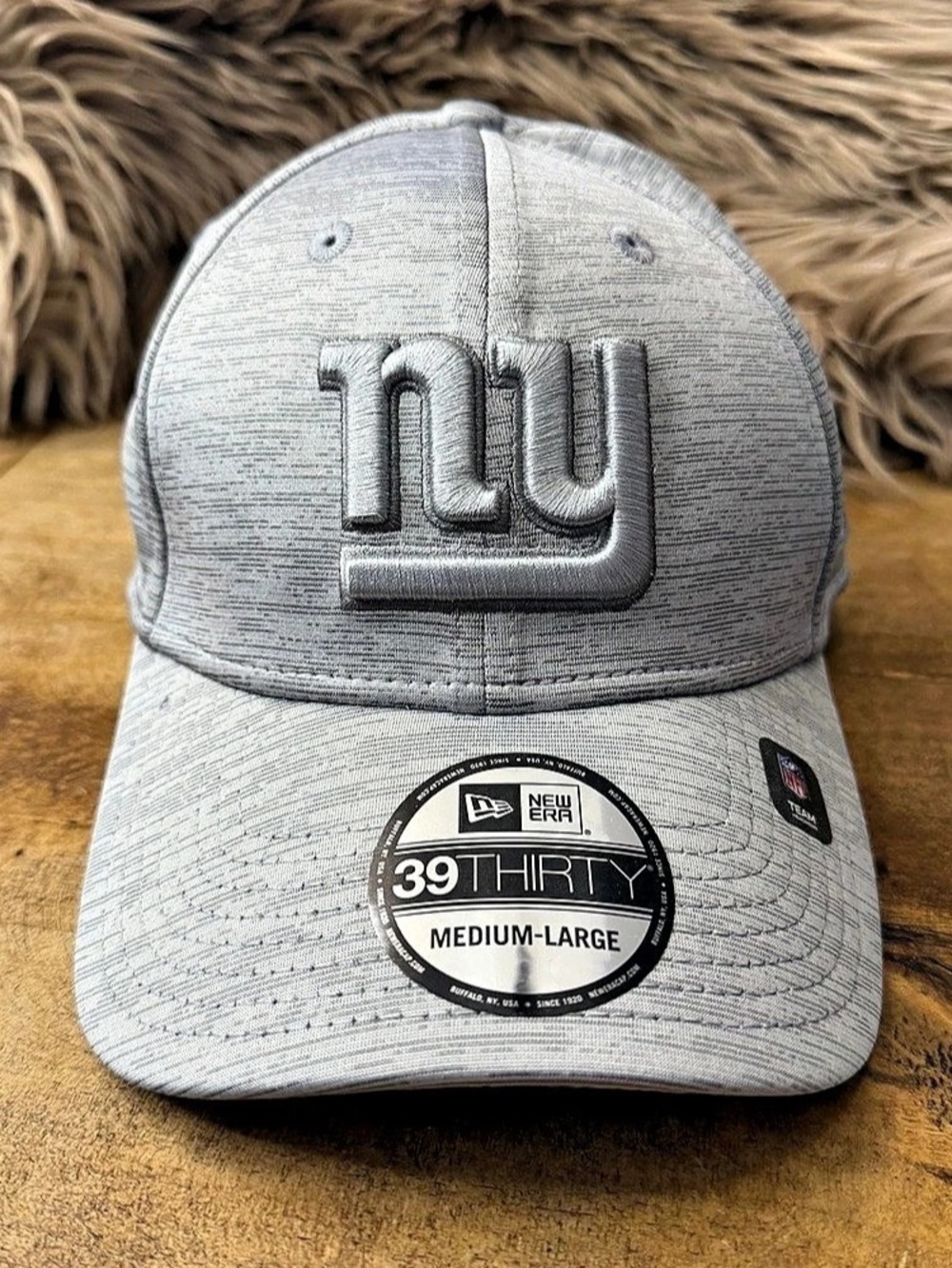 New Era New York Giants NFL Gray Heather 39THIRTY Flex Hat M/L NWT